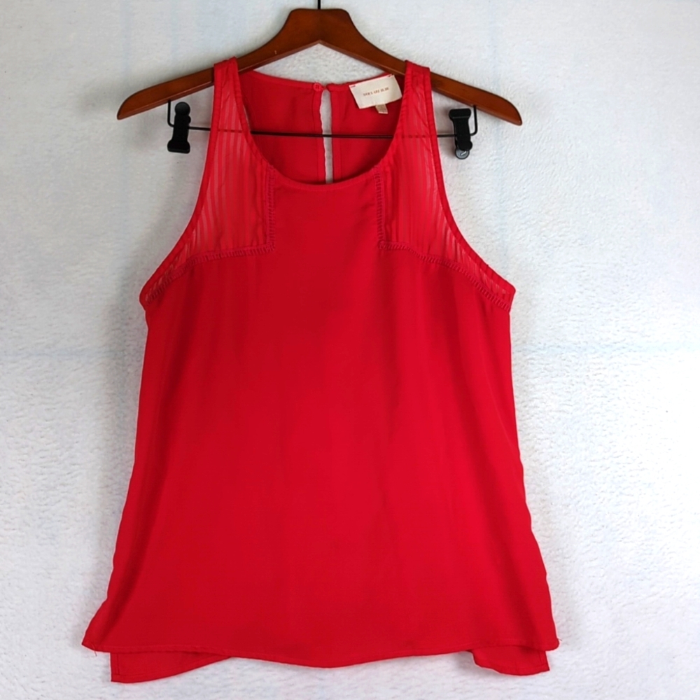 Skies Are Blue Red Lightweight Sheer Flowy Tank Blouse‎ L